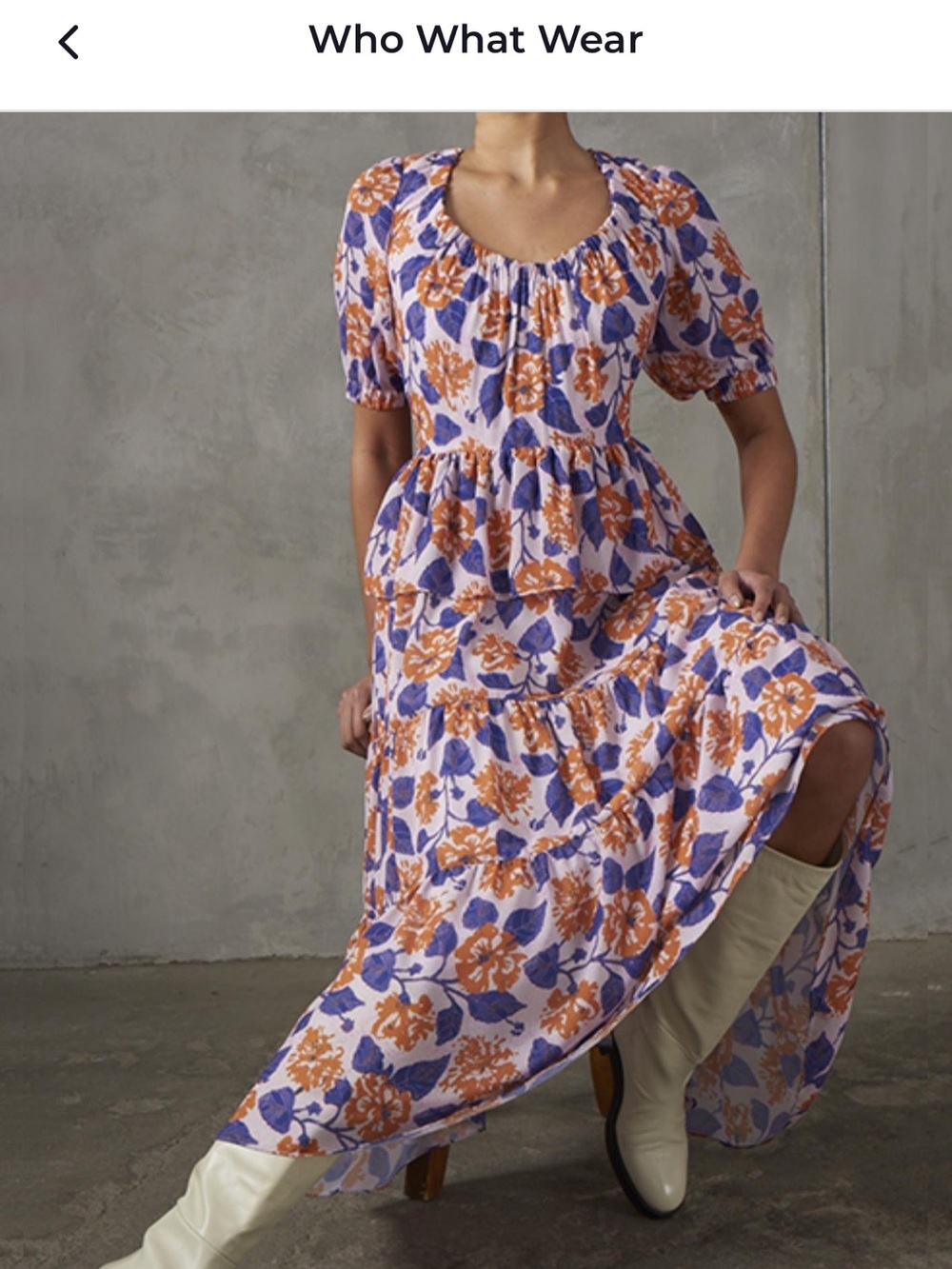 Who What Wear Purple & Orange Floral Feminine Cottagecore Ruffle Maxi Dress-L